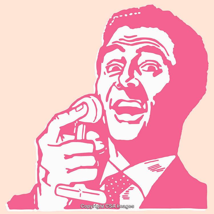 Vibrant Line Art Illustration of a Man Singing With Passion
