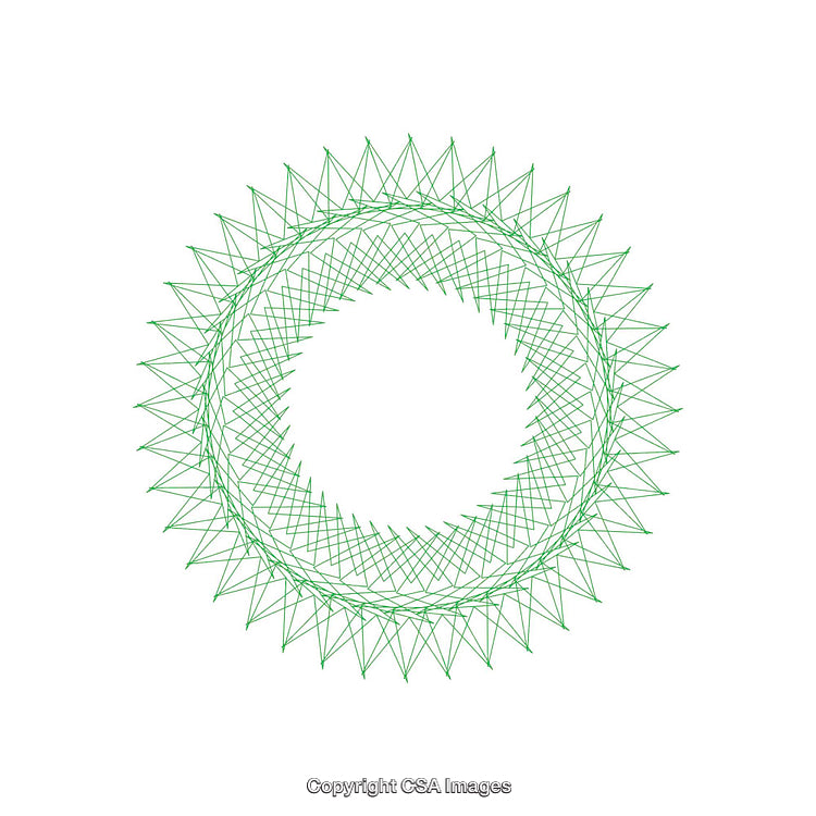 Green Geometric Circular Pattern with Interwoven Lines and Symmetry