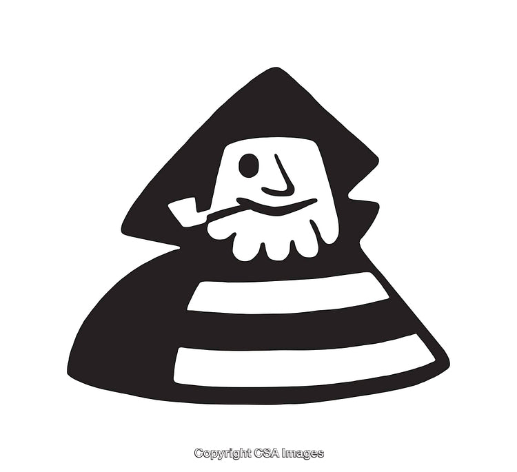 Black and White Line Art Illustration of a Hooded Figure