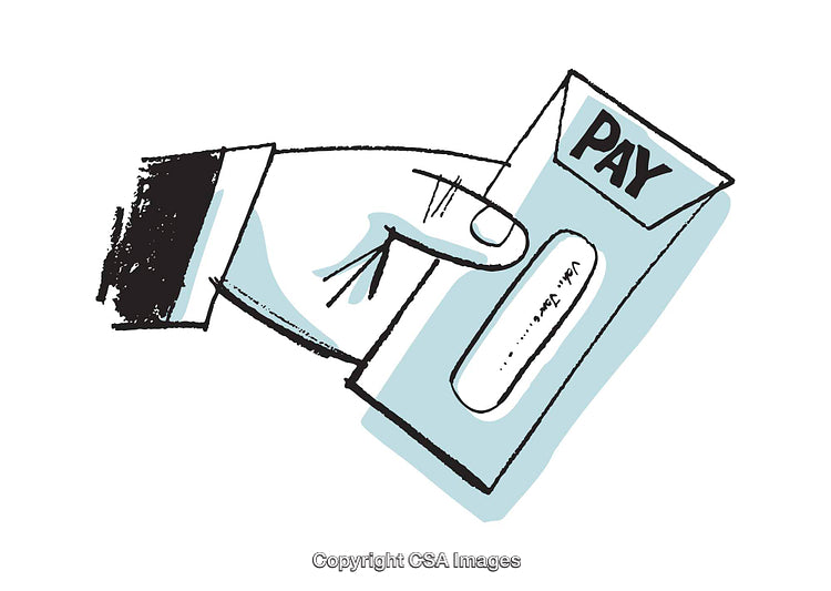 Illustration of a Hand Holding a Pay Envelope with Text