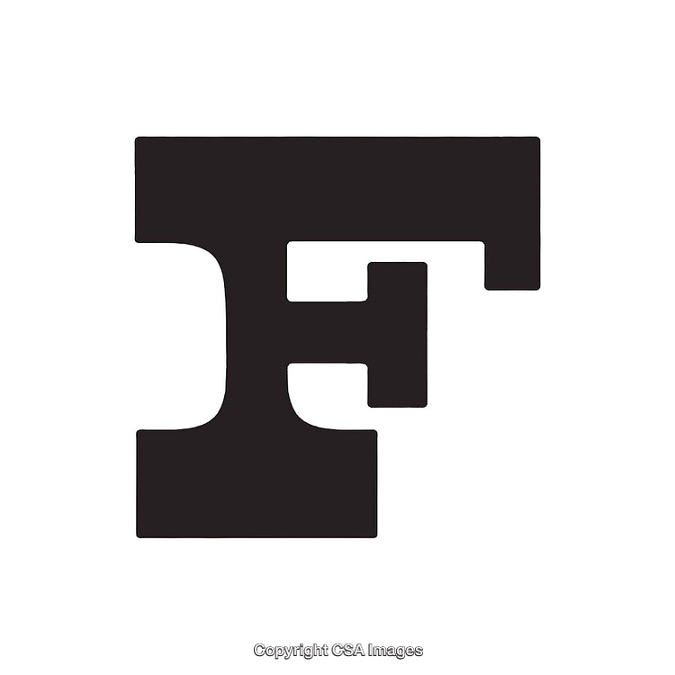 Bold Letter F in Serif Typeface on White Background
