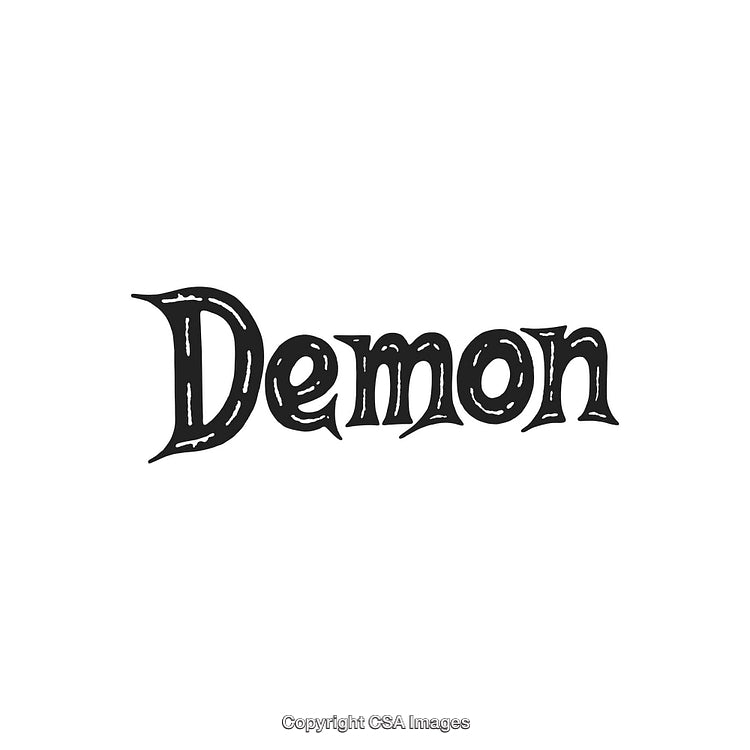 Gothic Style Word 'Demon' in Artistic Typography Design