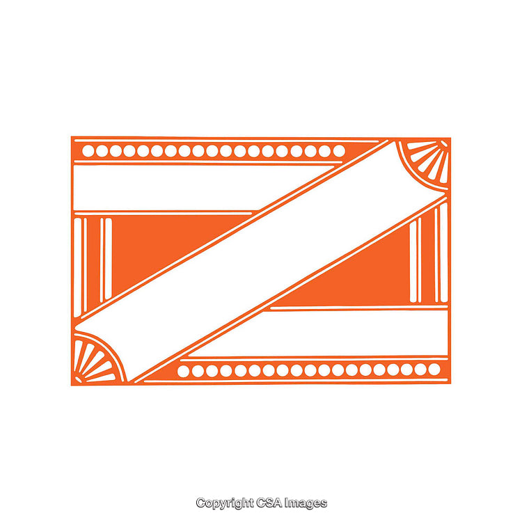Retro Geometric Design With Orange and White Stripe Elements