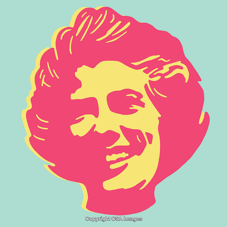 Vibrant Line Art Portrait in Pink and Yellow Tones