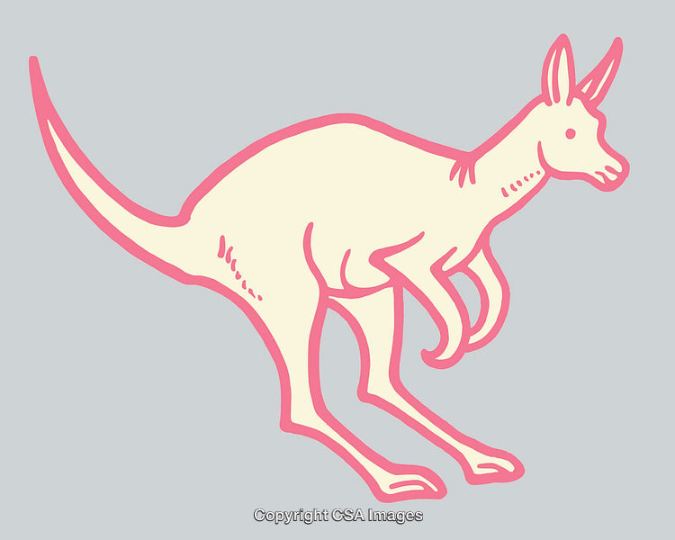 Minimalist Line Art Illustration of a Kangaroo in Pink and Cream Tones