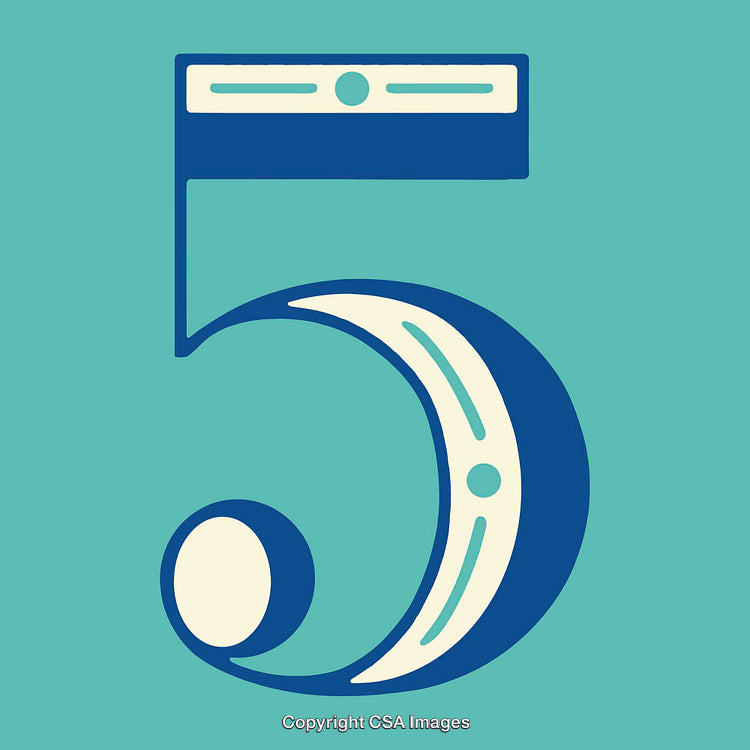 Illustrative Graphic of the Number Five with Decorative Elements