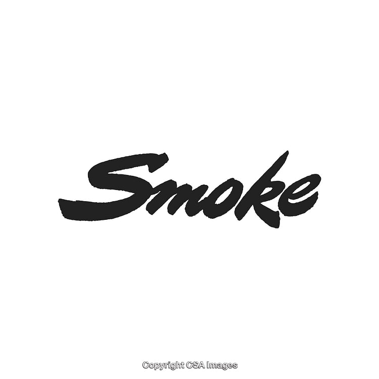 Bold Black Calligraphy Writing of the Word Smoke on White Background