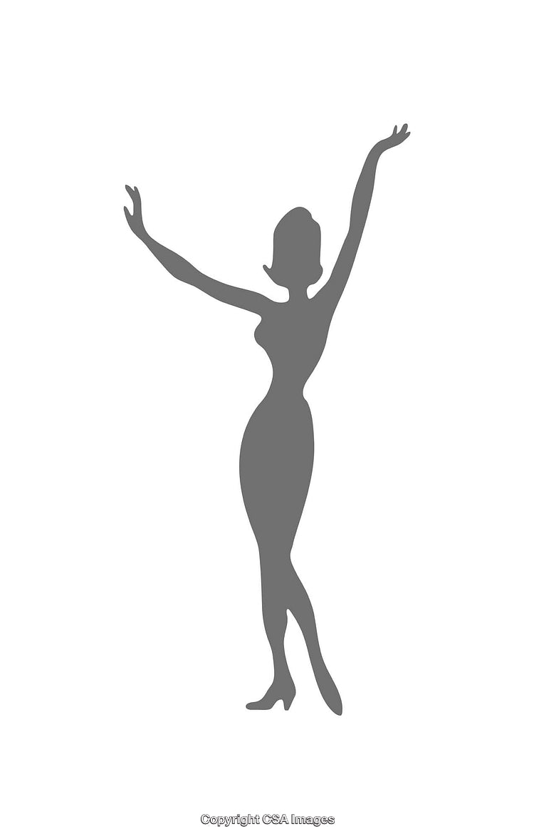 Silhouette of a Graceful Woman with Arms Raised in Joyful Dance