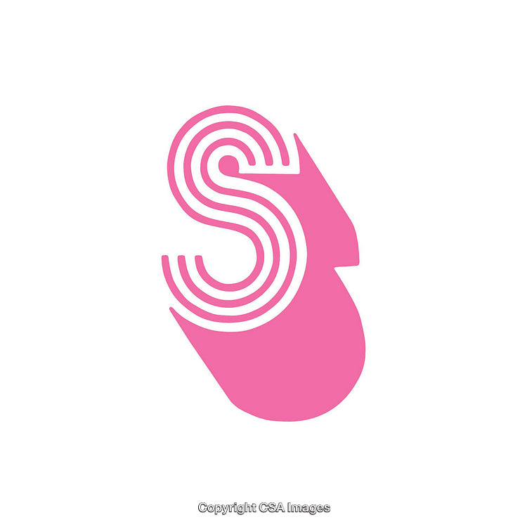 Vibrant Pink Letter S with a Modern Geometric Design on White