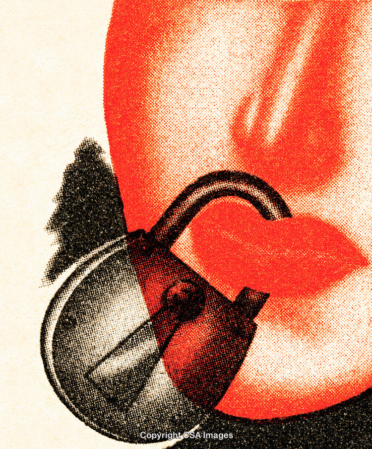Abstract Art of Red Lips with Padlock Representing Silence or Secrecy