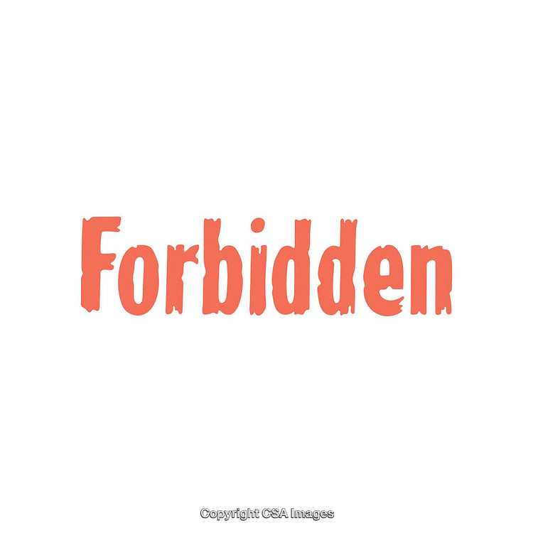 Bold Red Text Saying 'Forbidden' on A White Background