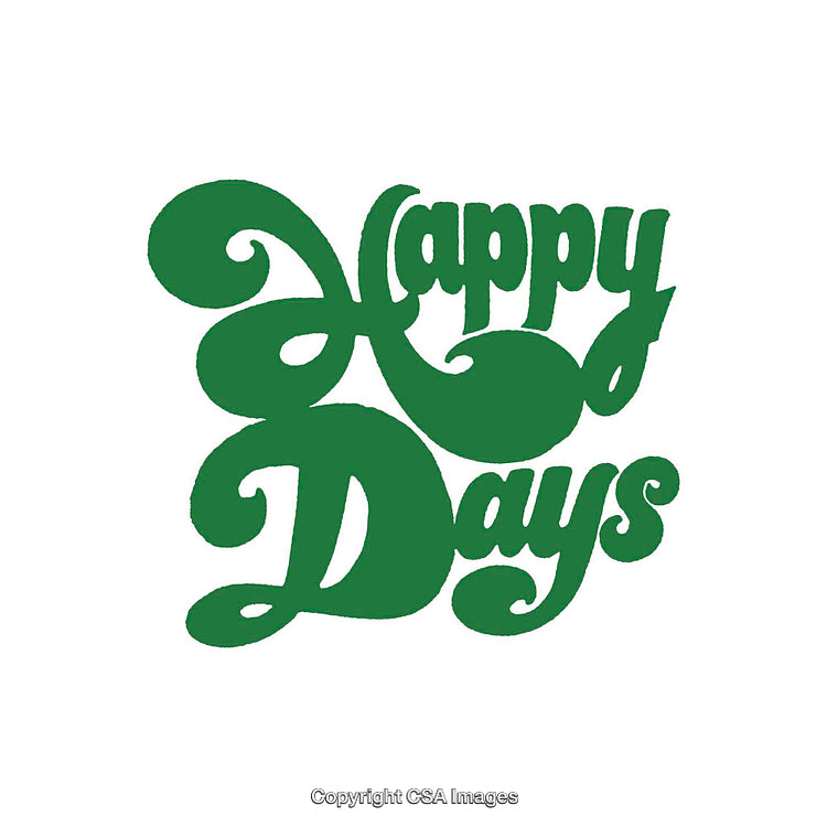 Stylized Green Typography Artwork Featuring 'Happy Days' in Retro Typeface