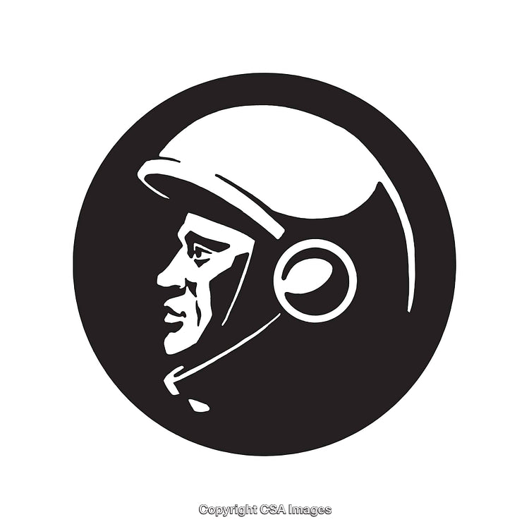 Black and White Line Art Illustration of an Astronaut Helmet in Profile