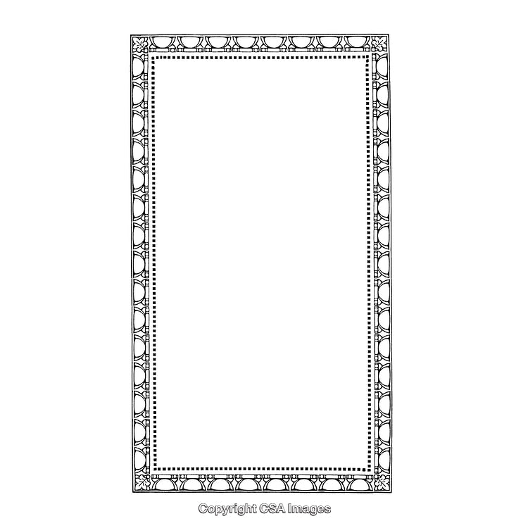 Ornate Rectangular Black and White Border Design with Decorative Details