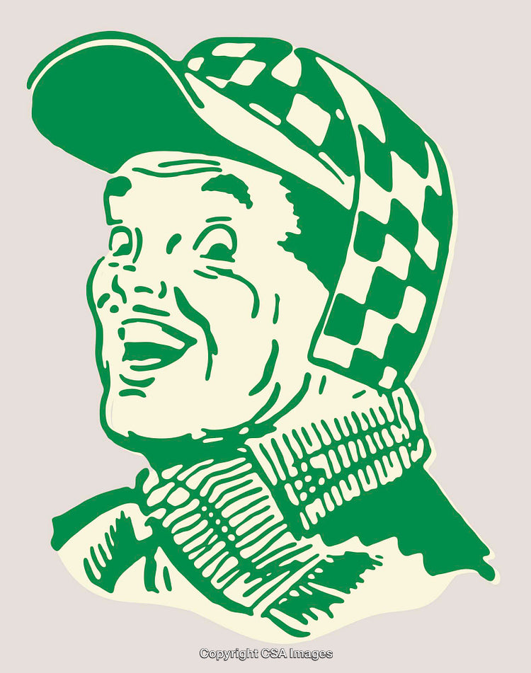 Vintage Illustration of a Man Wearing a Checkered Hat in Retro Style