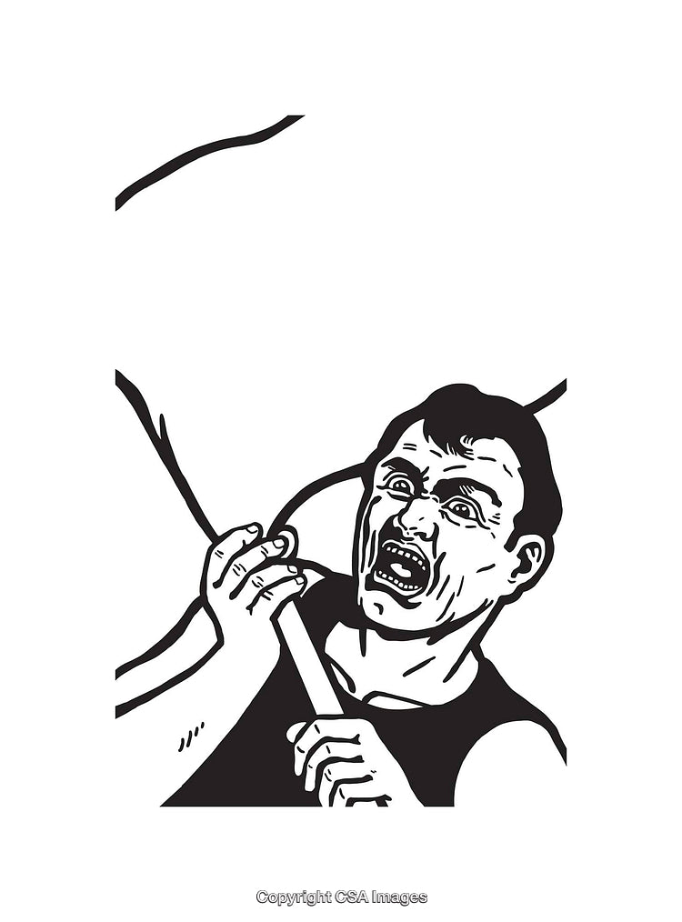 Black and White Line Art Illustration of a Surprised Individual