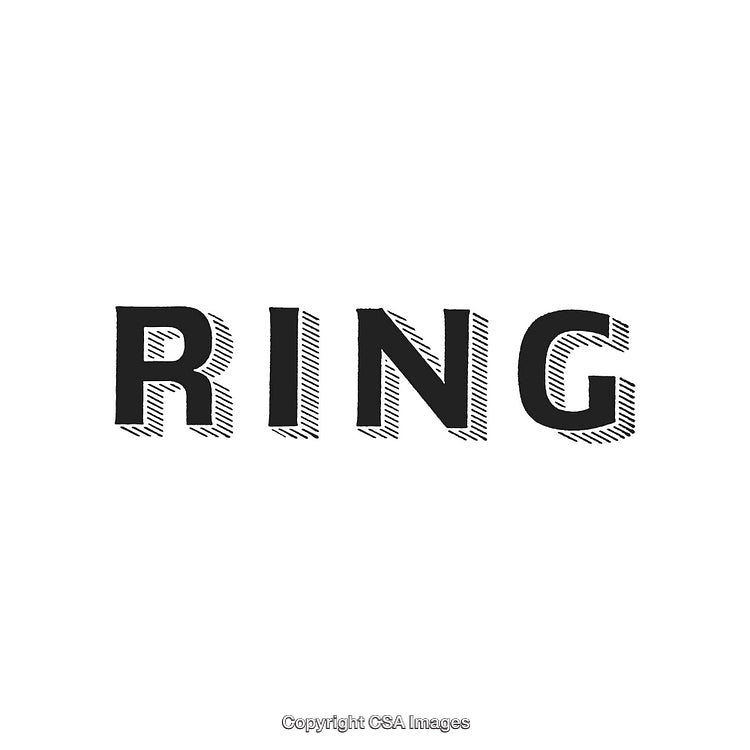 Stylized RING Typography with Bold and Angled Hatch Design