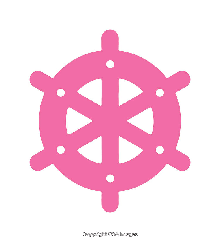 Pink Nautical Helm Icon Symbolizing Navigation and Maritime Adventure