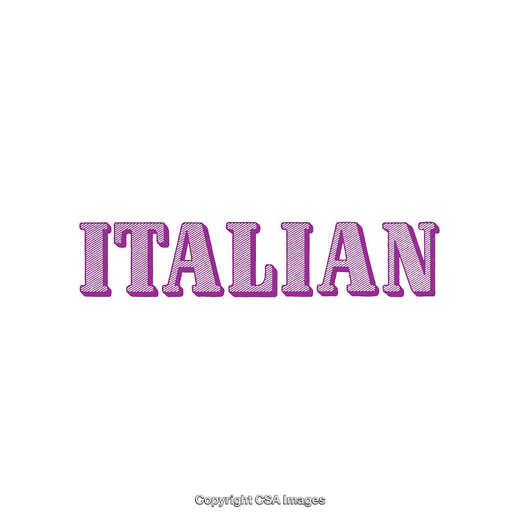 Vibrant Text Illustration Highlighting the Word 'Italian' in a Bold Purple Style