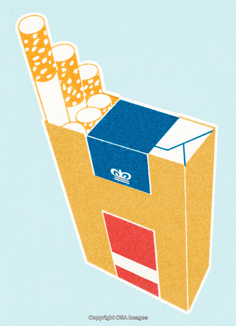 Stylized Graphic of Cigarette Pack with Bright Minimalist Colors