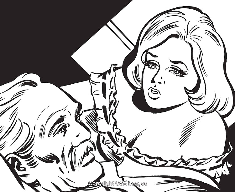 Retro Comic Style Illustration of Two People in Emotional Scene