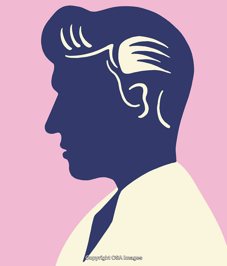 Minimalist Profile Silhouette Art of a Man in Pastel Tones