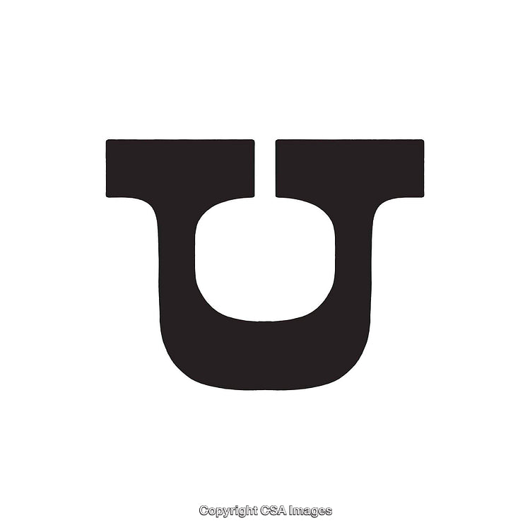 Minimalist Black Letter U Uppercase Typography on White Background