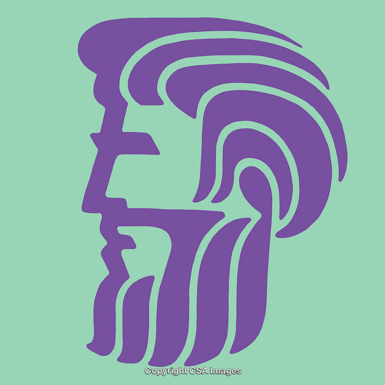 Purple Abstract Line Art of a Profile on a Mint Background