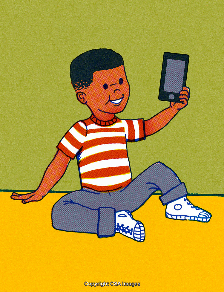 Cheerful Child Taking a Selfie with a Smartphone in a Playful Setting
