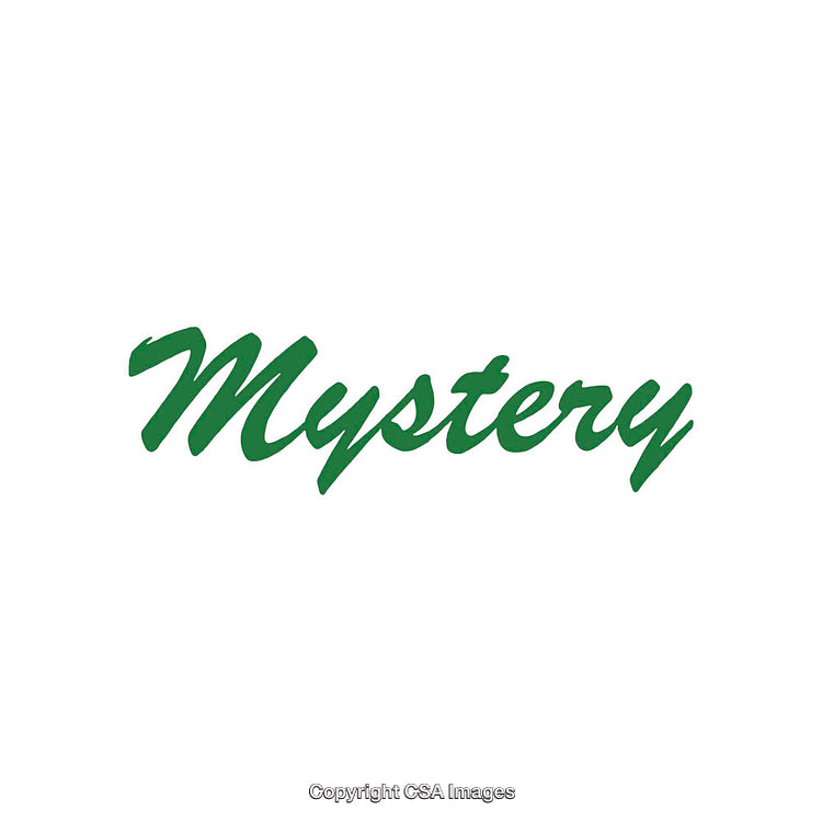 Green Script Logo Depicting the Word 'Mystery' on Clean White Background