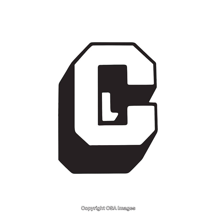 Stylized Illustration of the Letter C with Bold Black and White Design