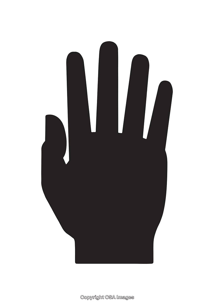 Black Silhouette of a Hand Symbol Isolated on a White Background