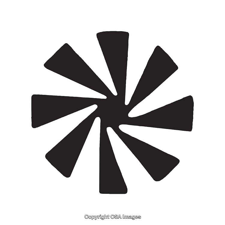 Abstract Black and White Geometric Sunburst Shape Illustration