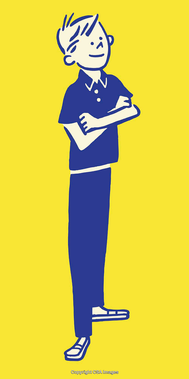 Minimalist Illustration of a Confident Person in a Bold Yellow Background