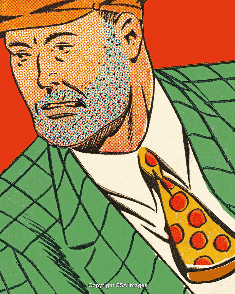 Colorful Comic-Style Illustration of a Stylish Man with Bold Patterns