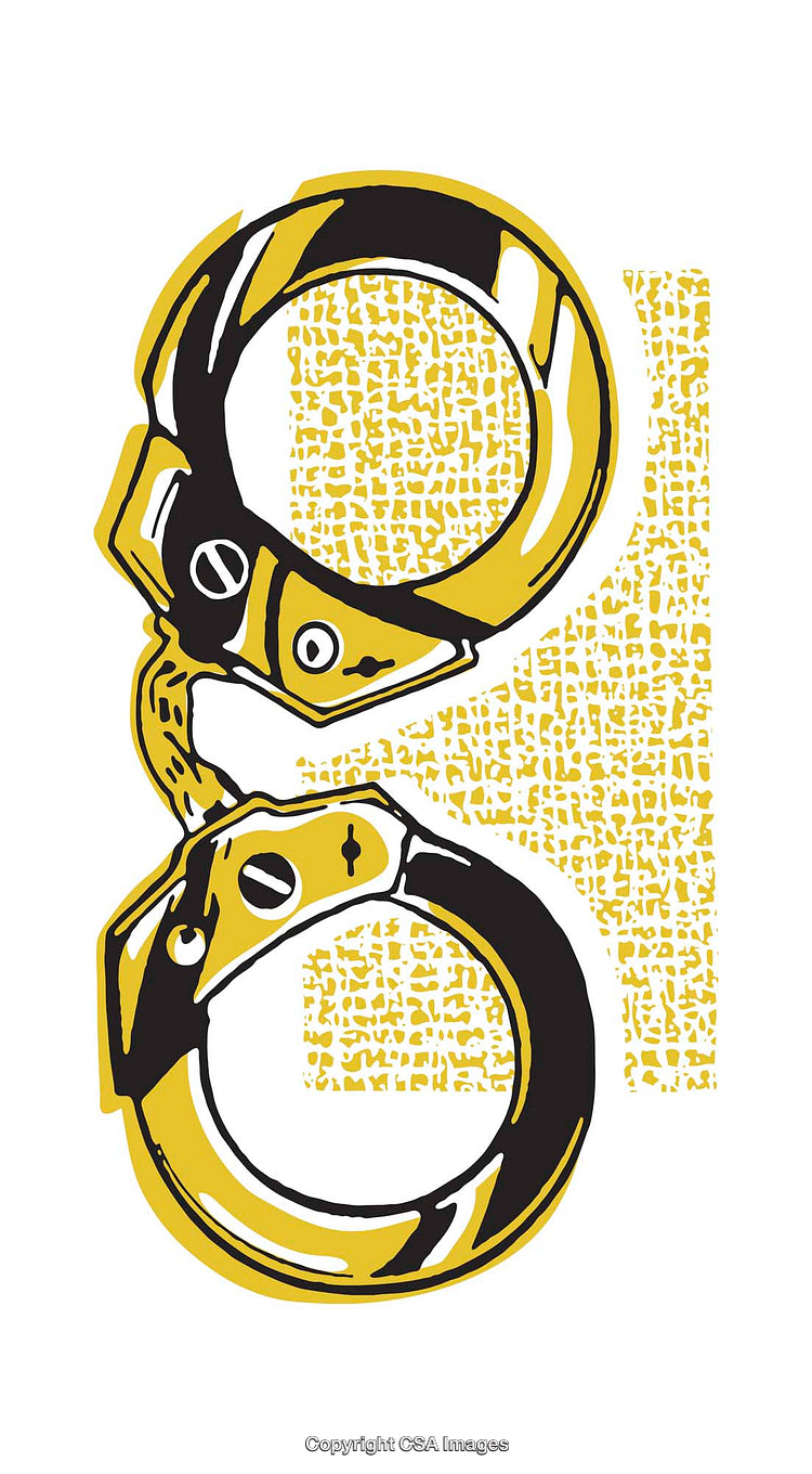 Golden Handcuffs Illustration with Textured Background Design