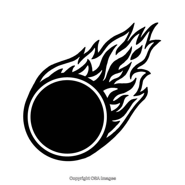 Black And White Comet Design With Flame Border Illustration