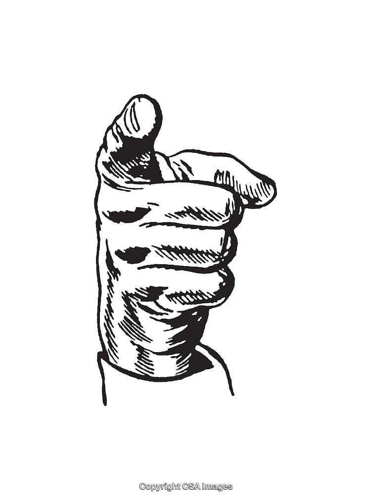 Black And White Illustration of a Pointing Hand Gesture