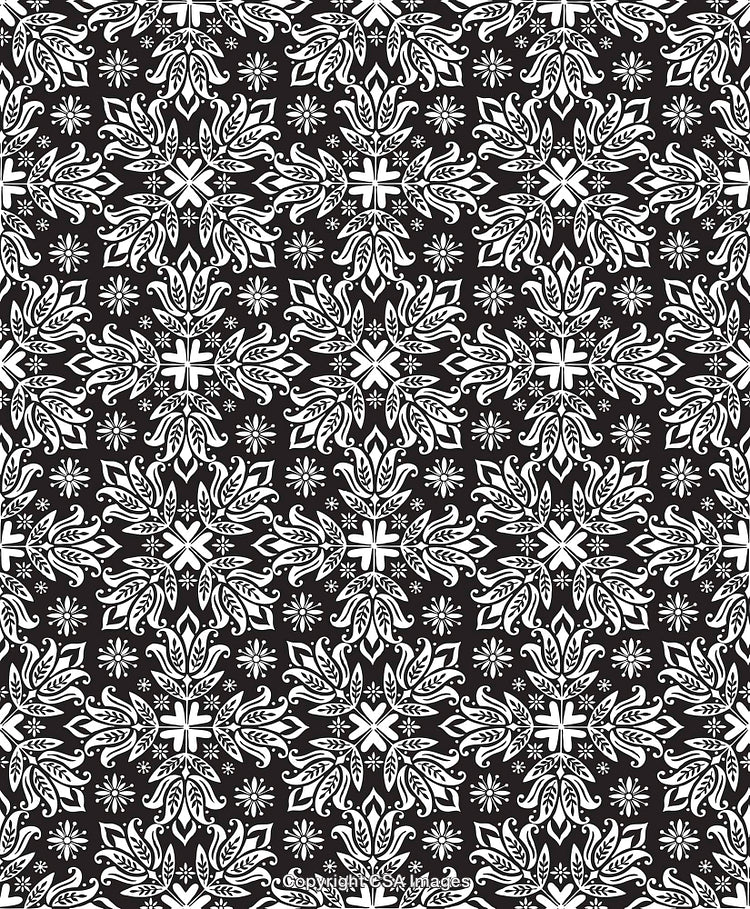 Black and White Ornamental Pattern for Decorative Art and Design Projects