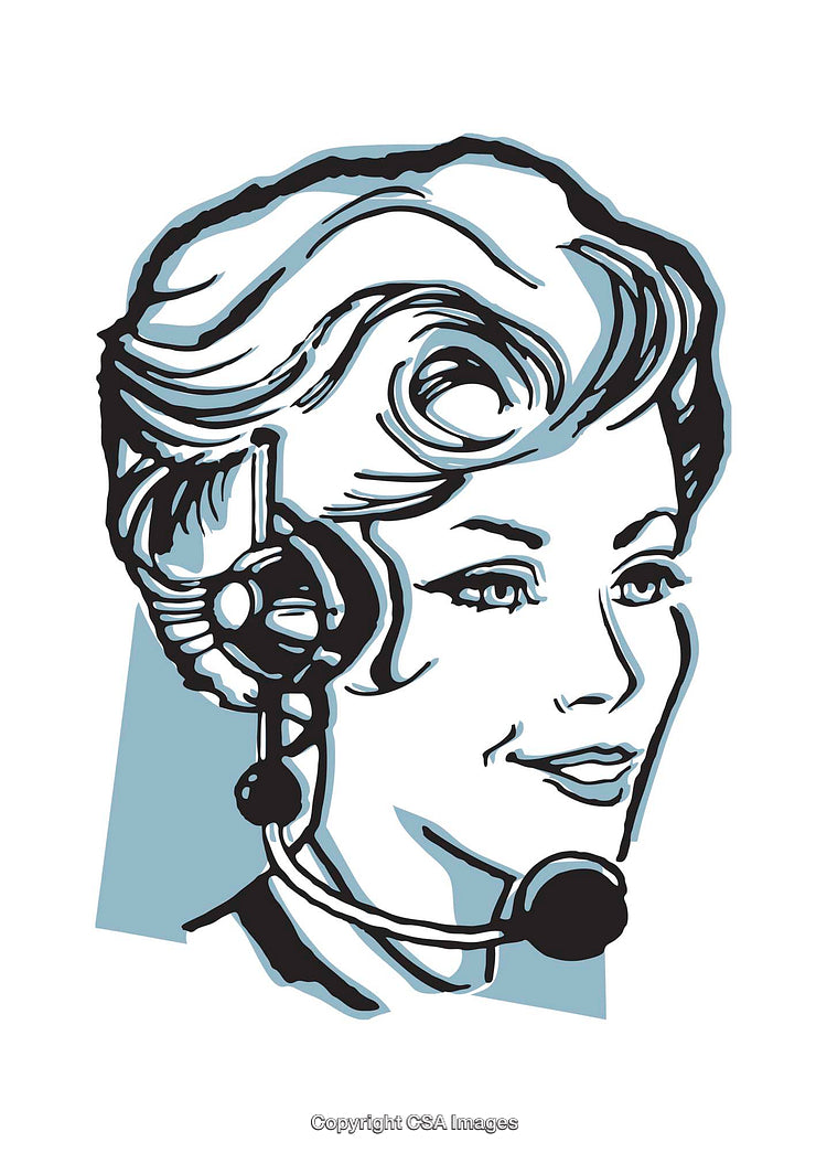Retro Style Illustration of a Call Center Operator with Headset