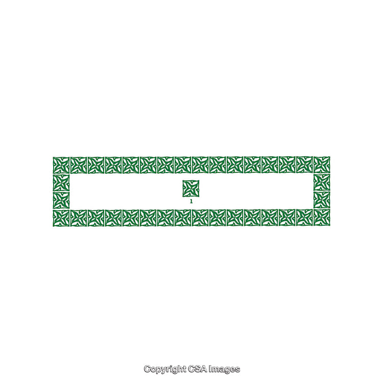 Abstract Geometrical Pattern with Green Star Shapes and Central Highlighted Square