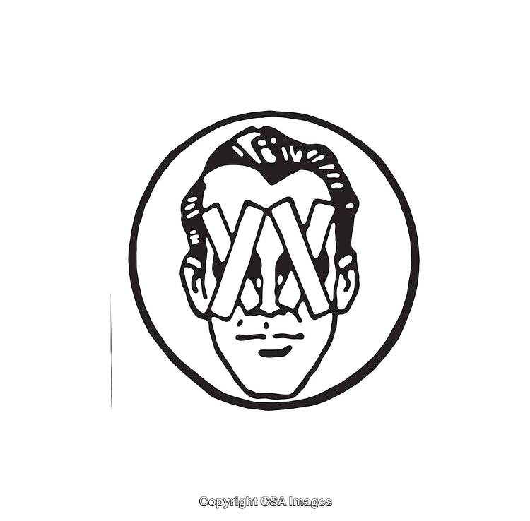 Stylized Line Art Depicting A Face with Abstract Features and Geometric Shapes