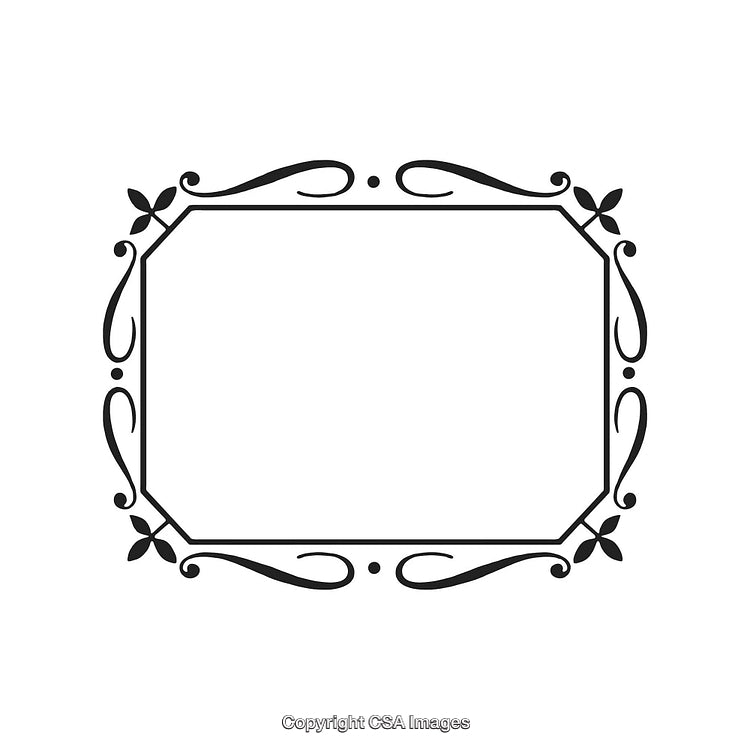 Elegant Black And White Ornamental Border With Curved Decorative Elements
