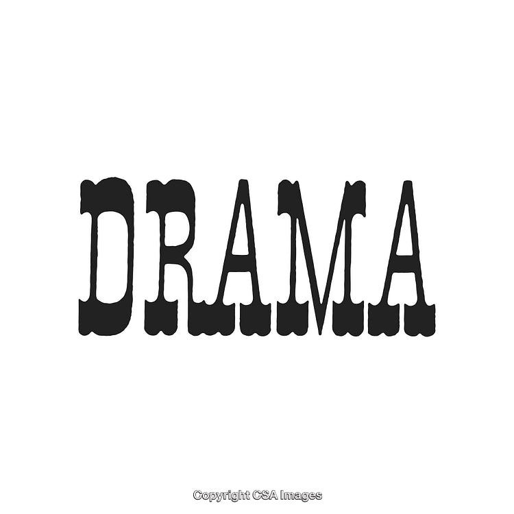 Vintage Dramatic Typography Image Depicting the Word Drama in Bold Font