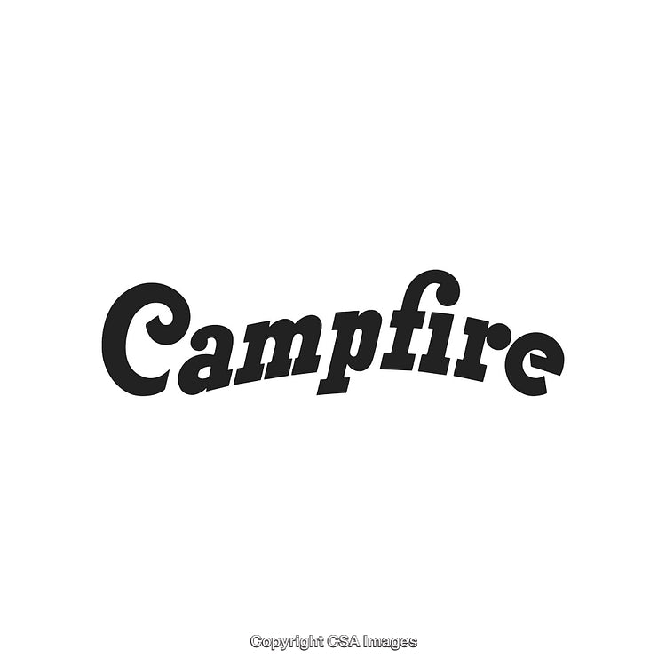 Stylized Black Text Design Showing the Word Campfire on a White Background