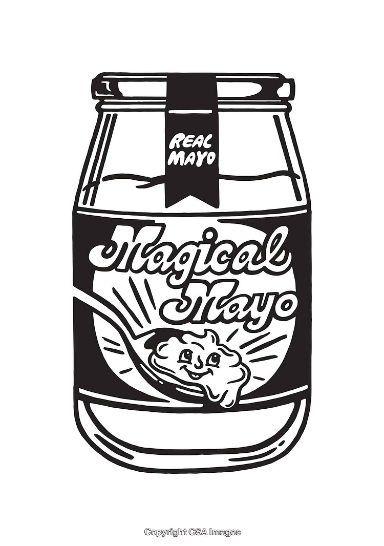 Black and White Illustrated Jar of Magical Mayonnaise