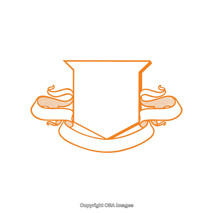 Modern Orange Emblem Design With Abstract Ribbon Accents on Blank Background