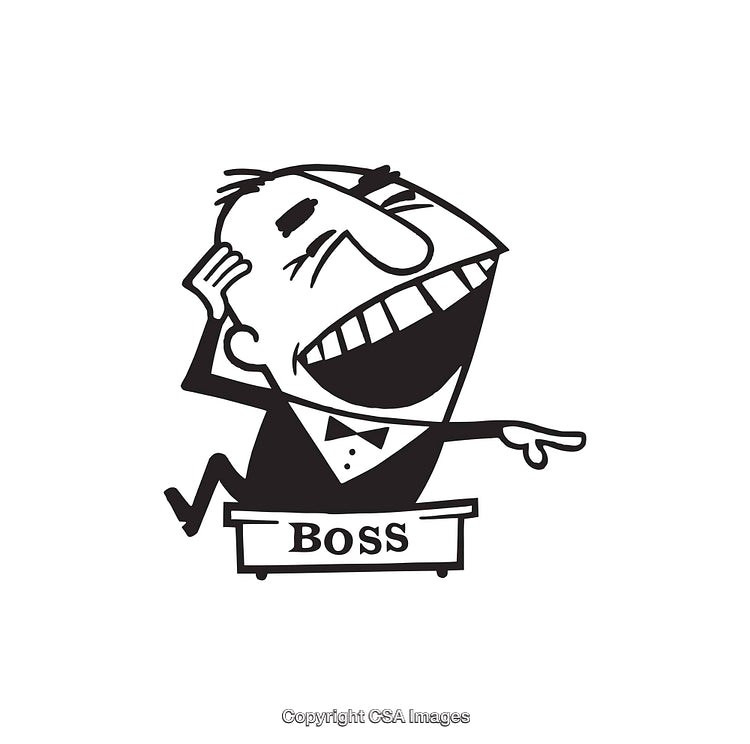 Playful Caricature of a Boss in Black and White Line Art