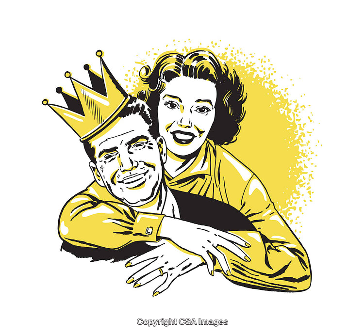 Retro Illustration of a Happy Couple Highlighted in Yellow and Black