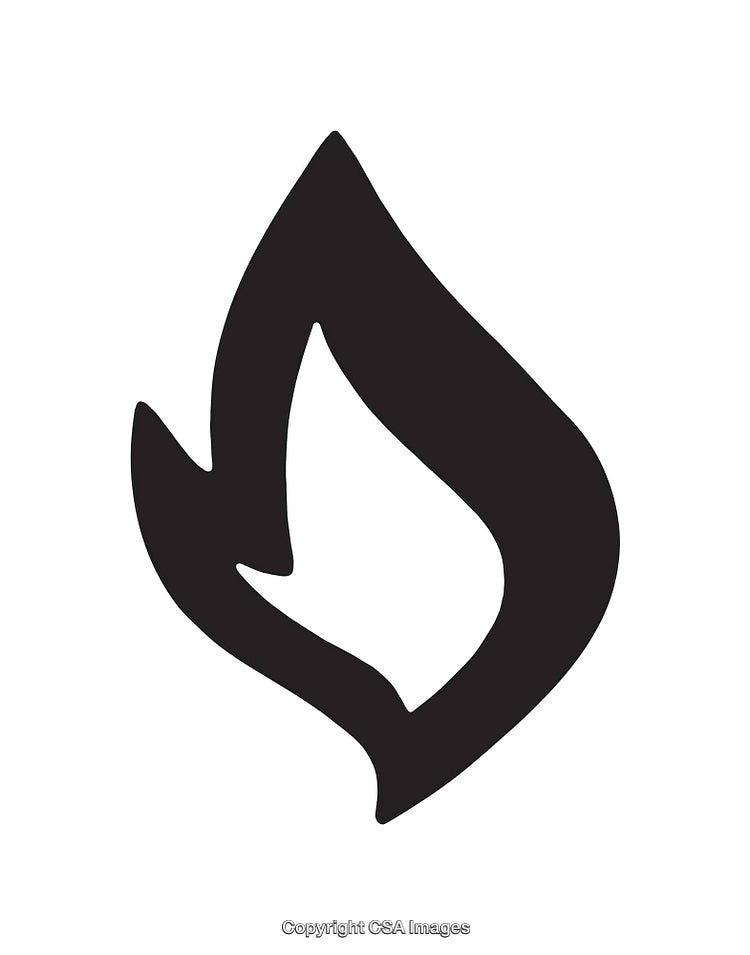 Minimalist Black Flame Outline On White Background